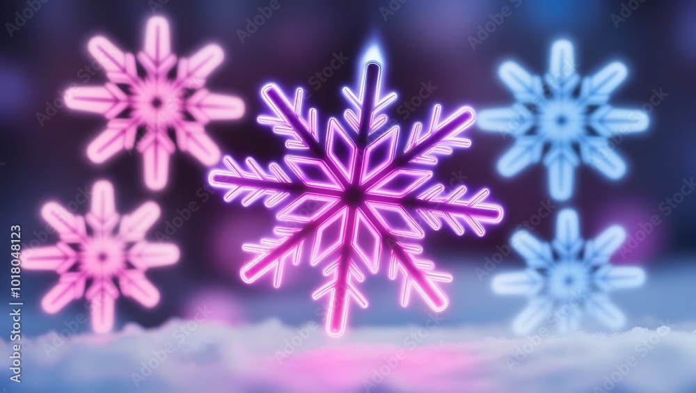 Modern digital neon light winter concept background Modern digital neon light winter concept background