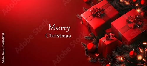 Festive 3D Christmas Background with Gifts and 