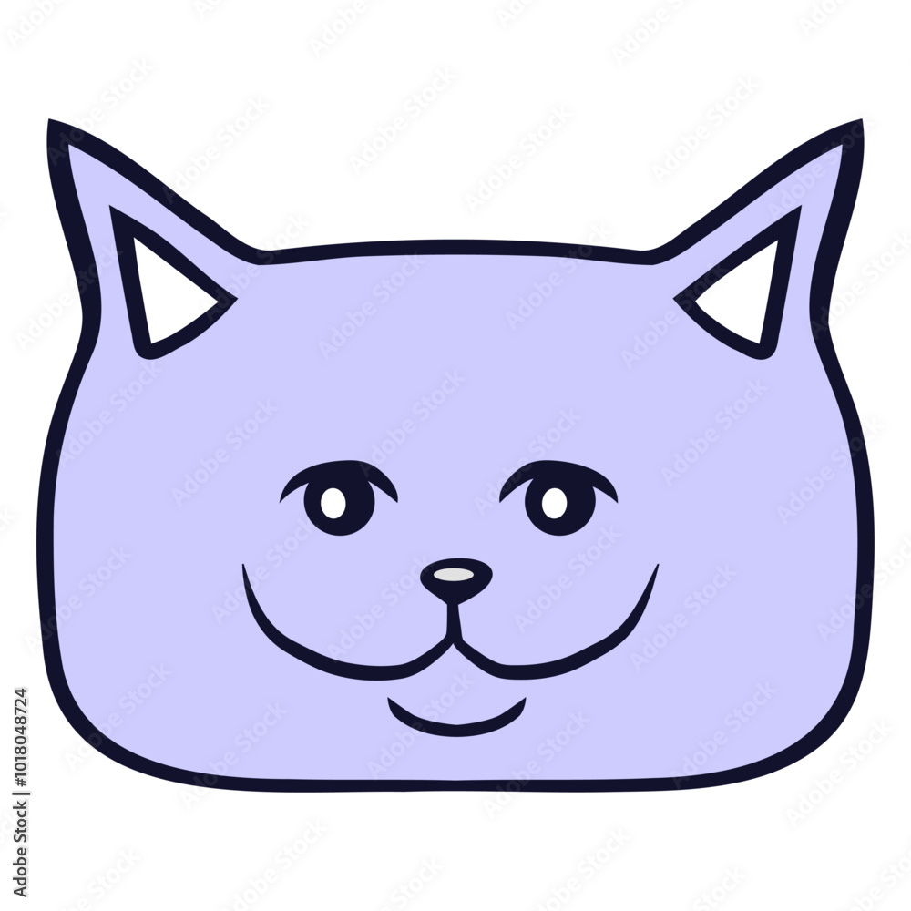 Obraz premium Home Cat Looks Adorable Happy Sweet Little Smile Face Kitten Pet Design Funny Cool Cartoon Cute Cats Lovers Comic Fun Love Kittens Adorable Feline Like Playful Kitties Fur Baby Illustration Paw Owners