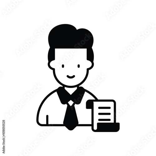clerk glyph icon with white background vector stock illustration