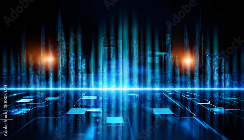 Complex circuit board-inspired design showcasing energy and movement in a digital realm