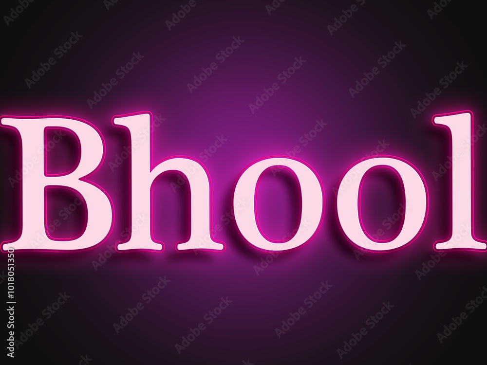 Pink glowing Neon light text effect of Hindi word Bhool. Pink glowing Neon light text effect of Hindi word Bhool.