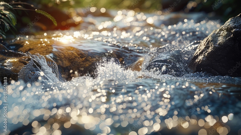 Fototapeta premium Soft organic textures of flowing water in sunlight