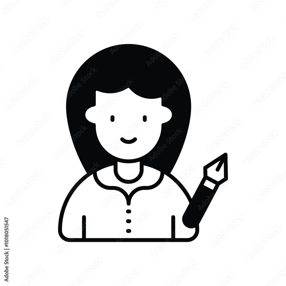 writer glyph icon with white background vector stock illustration writer glyph icon with white background vector stock illustration