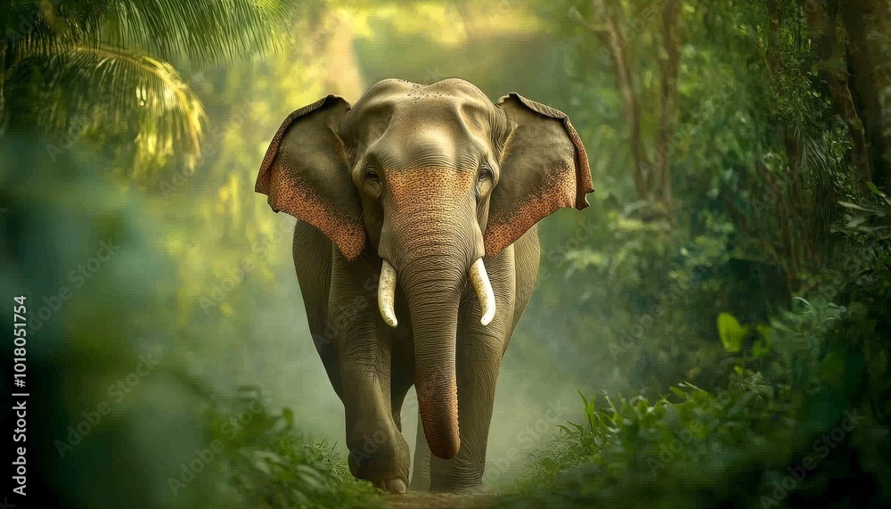 Fototapeta premium Majestic Elephant in Lush Jungle