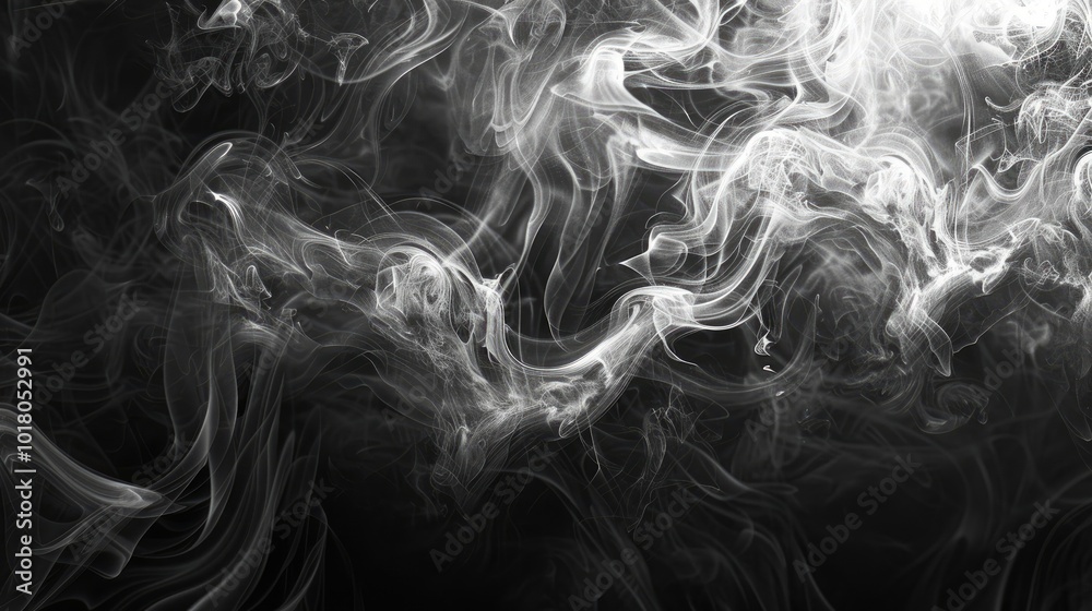 Fototapeta premium Surreal patterns of swirling smoke in monochrome tones