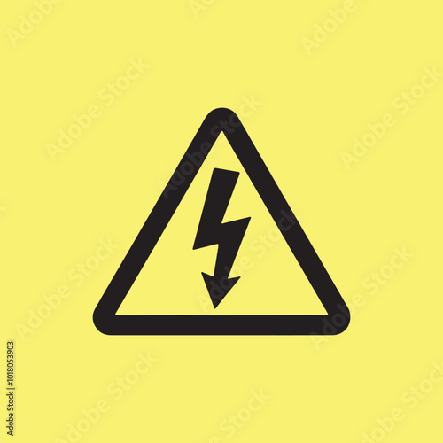 High voltage icon, Electrical Hazard Symbol, danger vector symbol isolated on white background.