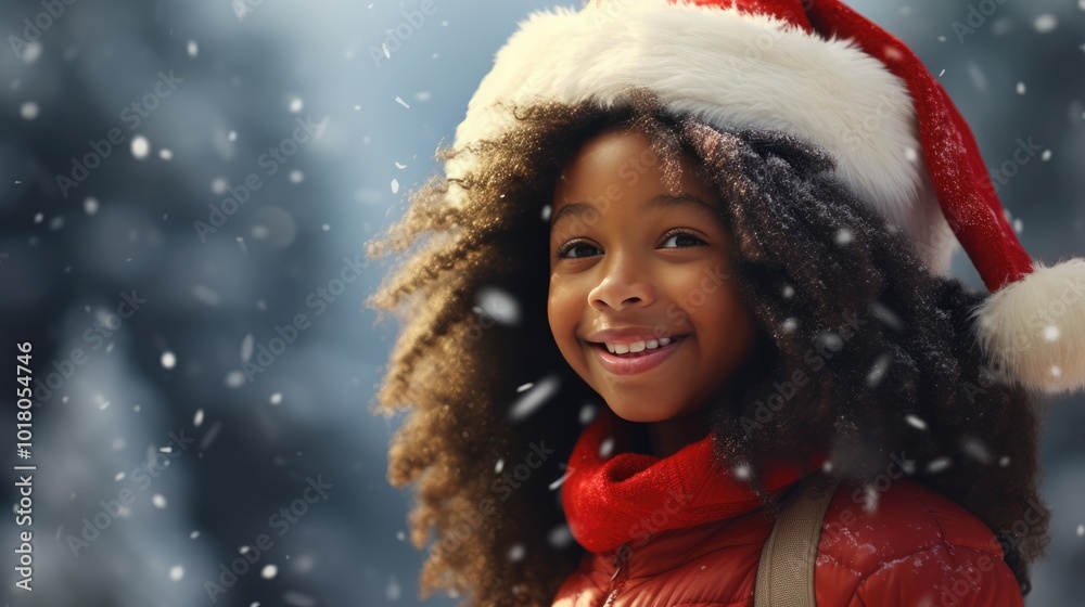 Happy African American kid is looking to the camera. Christmas holiday shopping. Give and share kindness. Happy African American kid is looking to the camera. Christmas holiday shopping. Give and share kindness.