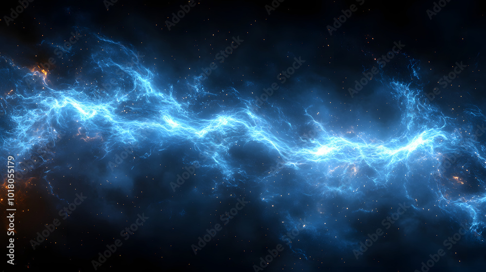 A blue electric energy lightning bolt against a dark background creates a striking visual effect. The vibrant blue hue of the lightning conveys a sense of power and intensity, while the contrasting da A blue electric energy lightning bolt against a dark background creates a striking visual effect. The vibrant blue hue of the lightning conveys a sense of power and intensity, while the contrasting da