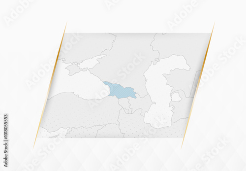 Georgia Map in Blue with Gold Framed Accents. Modern Vector Map of Georgia.