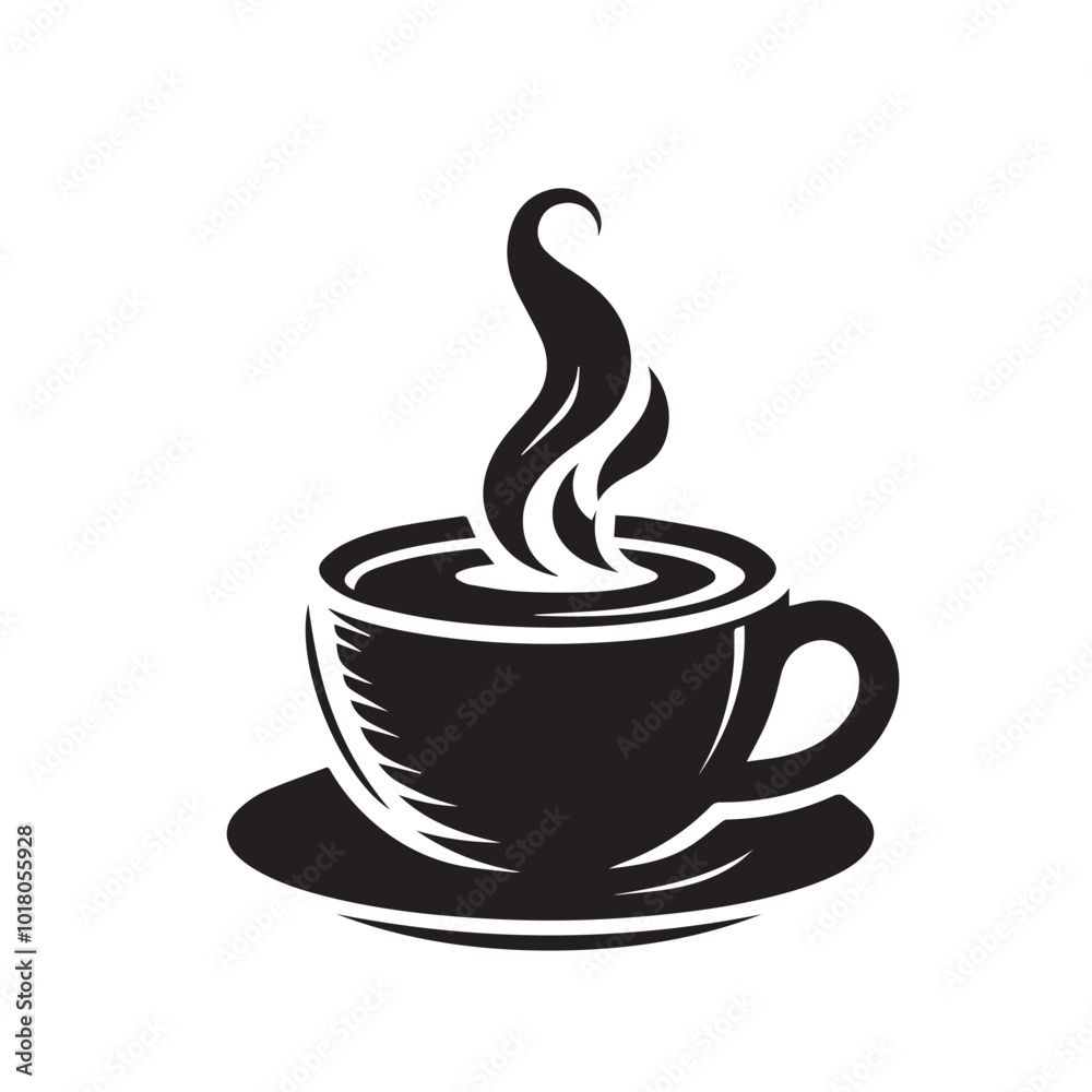 Coffee cup silhouette vector. Teacup vector design. Hot coffee cup logo, icon.