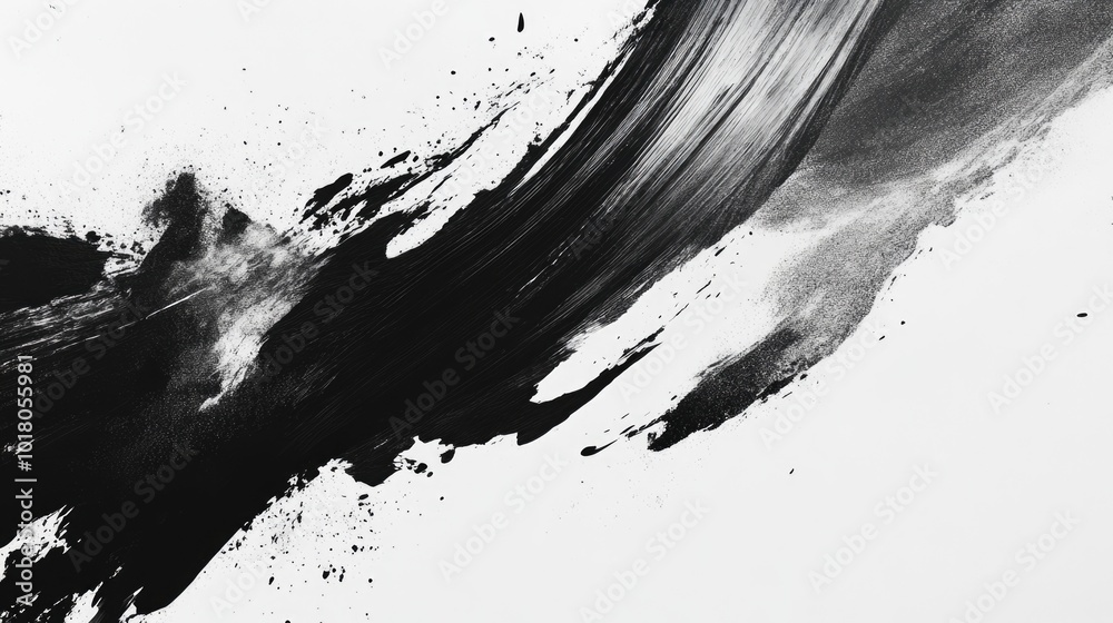 Abstract Black and White Ink Splashes on a White Background Abstract Black and White Ink Splashes on a White Background