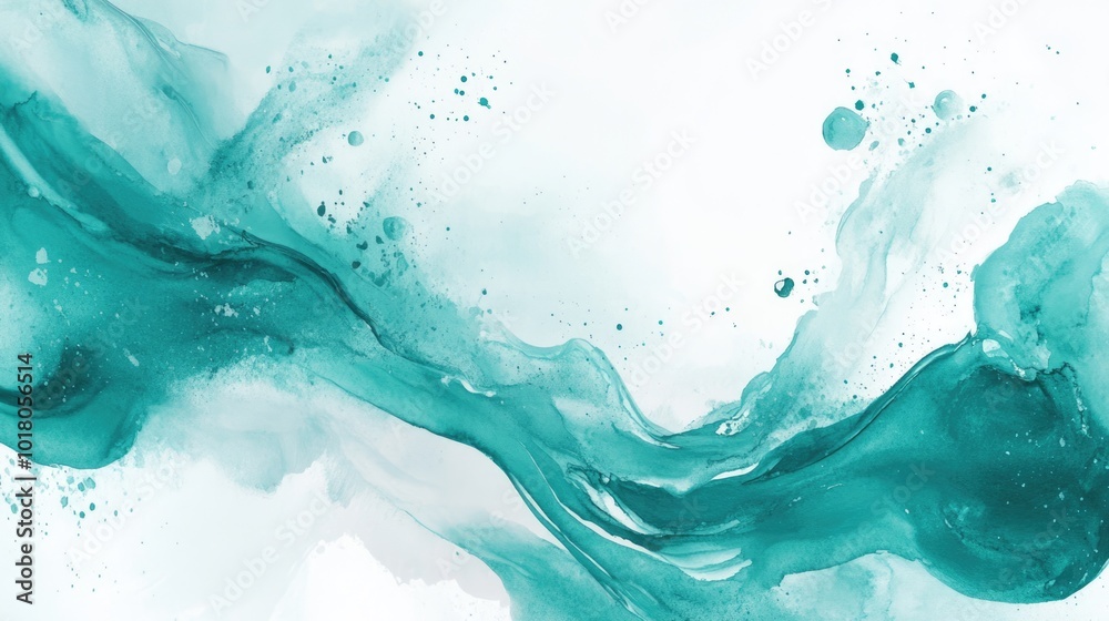 Abstract Teal Watercolor Background with Splashes Abstract Teal Watercolor Background with Splashes