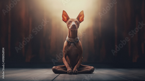 Serene and peaceful dog meditating, Ai generated