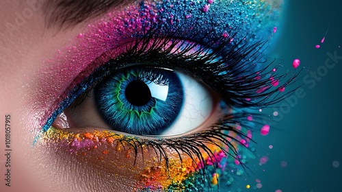   Blue eyes with colorful liners