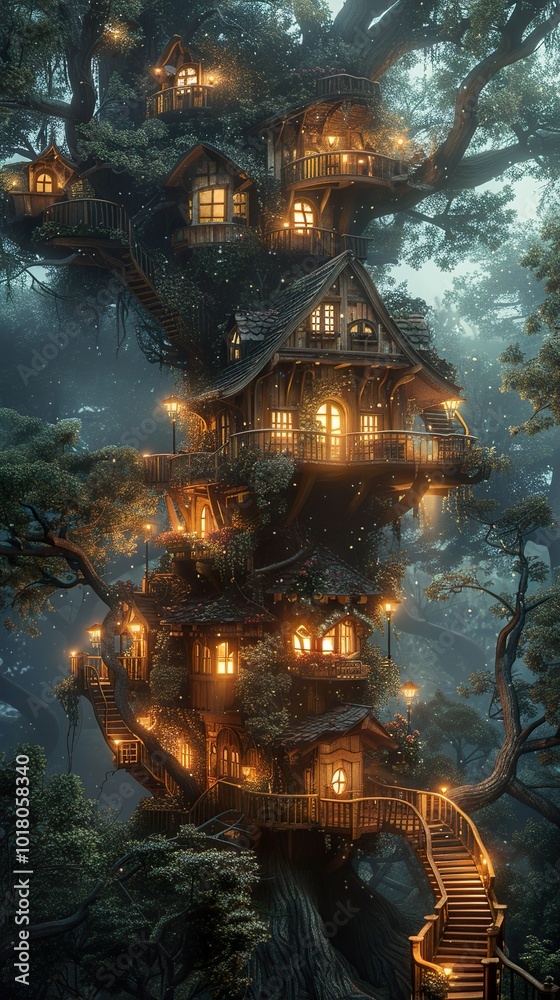 Enchanted Treehouse in a Mystical Forest Enchanted Treehouse in a Mystical Forest
