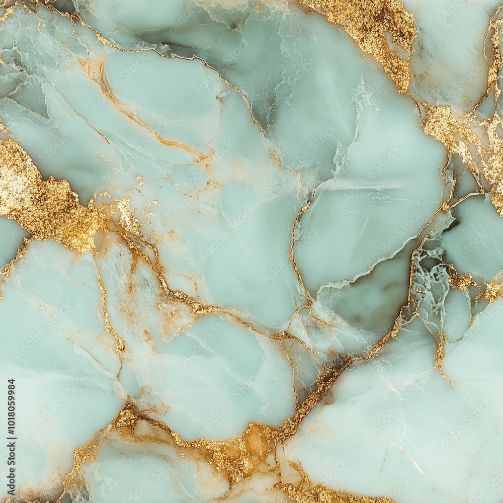 Marble Texture Seamless Pattern, Mint and Gold Marble Texture Seamless Pattern, Mint and Gold