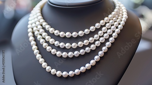 Elegant pearl necklace on display luxury fashion accessories photo