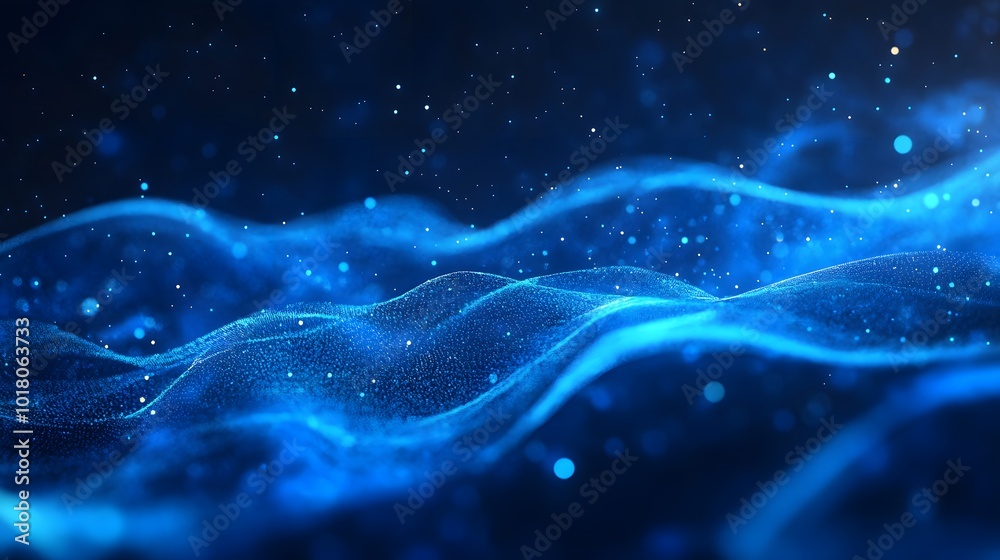 Abstract blue background data technology glowing lines