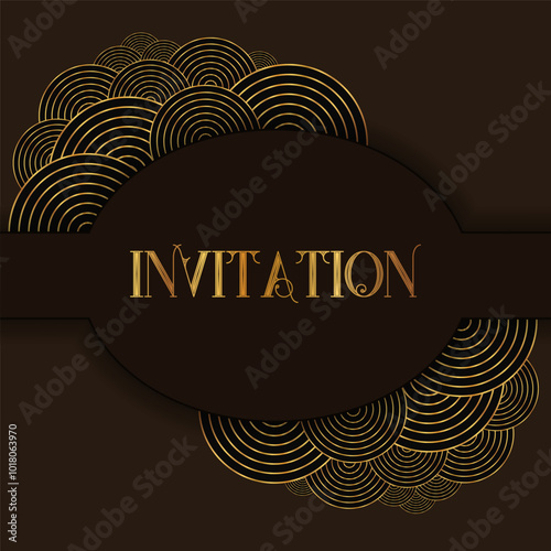 dark chocolate and gold color Luxury invitation, Elegant template, art deco flyer and square card. Golden circle gradient Premium design for gala, grand opening, party invitation, layout, templates.