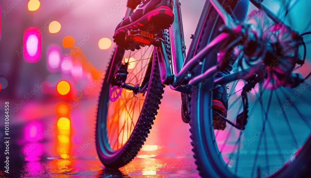 Fototapeta premium Going for a bike ride outdoors, vibrant colors, photography, adventurous, inviting