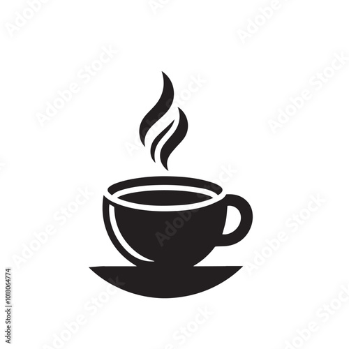 Coffee cup silhouette vector. Teacup vector design. Hot coffee cup logo, icon.