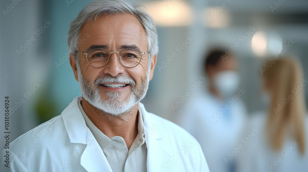 Smiling doctor in a medical setting, conveying care and professionalism. Smiling doctor in a medical setting, conveying care and professionalism.