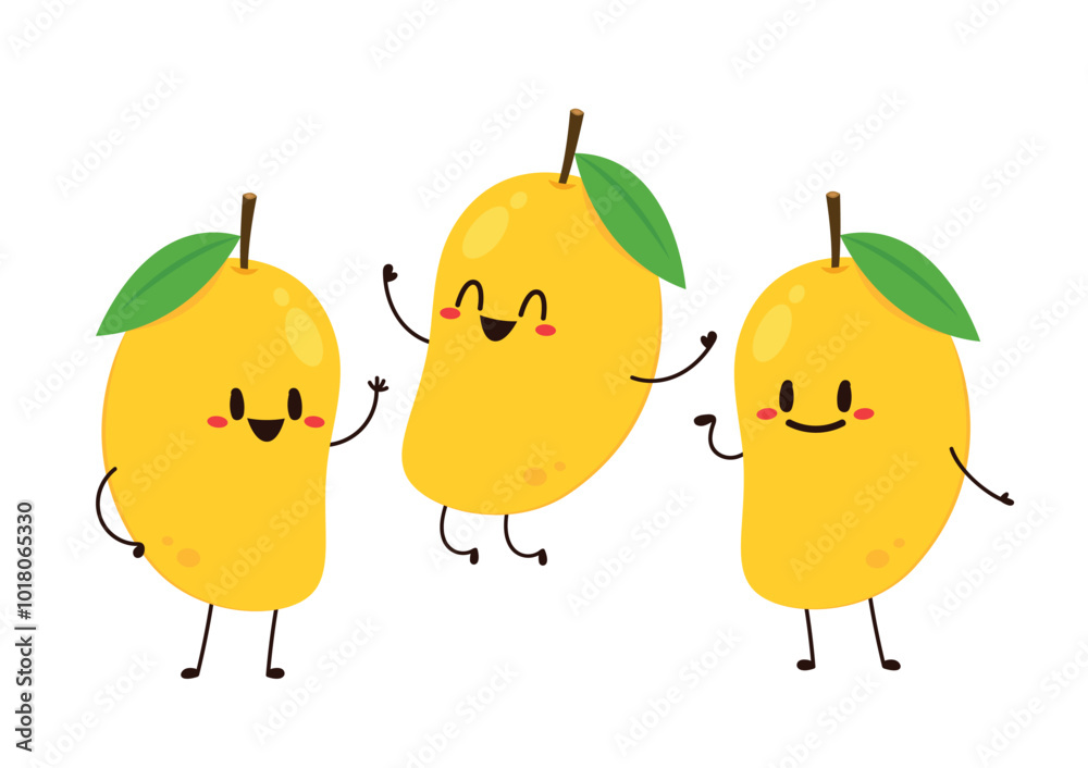Mango character design. Mango vector on white background. Thailand dessert. Mango character design. Mango vector on white background. Thailand dessert.