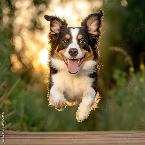 Joyful Bernese Mountain Dog Leaping with Energy and Happiness