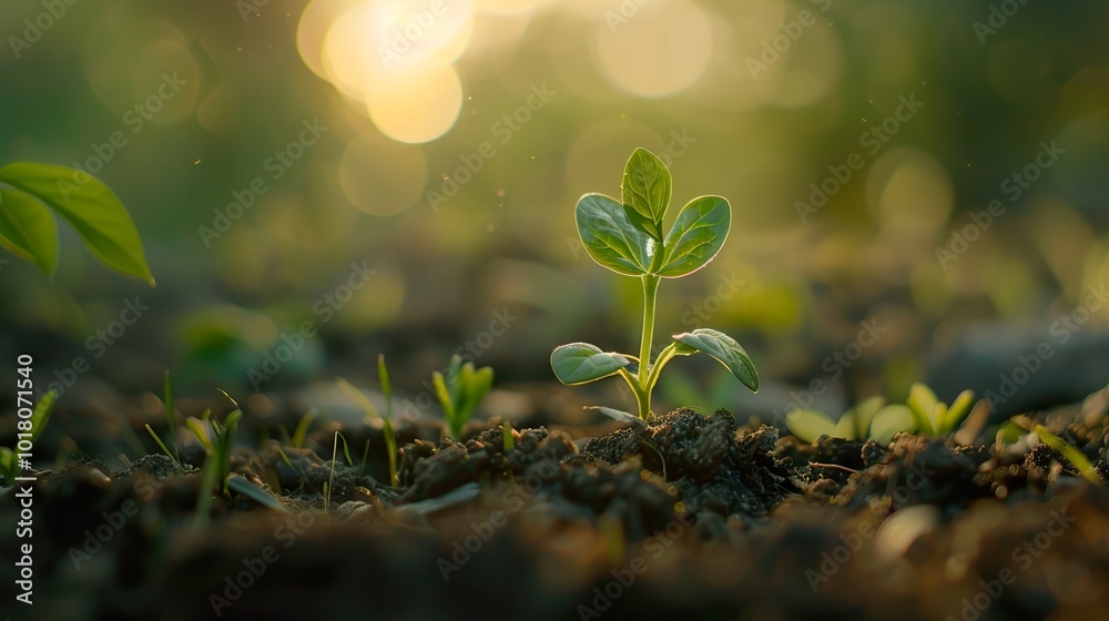 A Tiny Sprout Reaching for the Sunlight: A Symbol of New Life and Growth A Tiny Sprout Reaching for the Sunlight: A Symbol of New Life and Growth