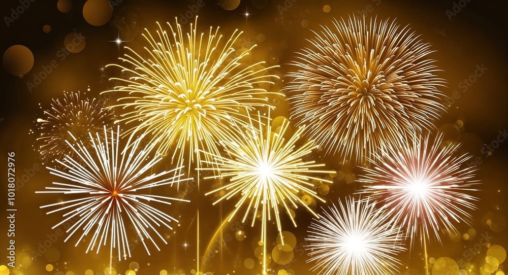 Fototapeta premium Yellow theme abstract sparkles and fireworks background wallpaper