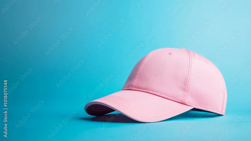 a pink baseball cap on a blue background a pink baseball cap on a blue background