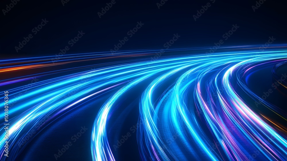 Luminous blue lines speed. Neon color glowing lines background, high-speed light trails effect. Futuristic dynamic motion technology. Luminous blue lines speed. Neon color glowing lines background, high-speed light trails effect. Futuristic dynamic motion technology.