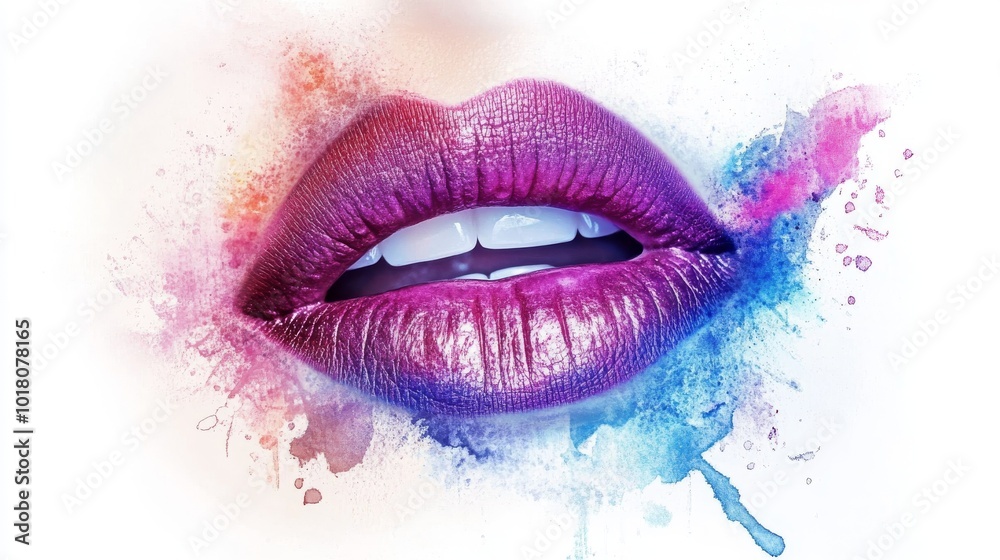 Soft, colorful lipstick leaves a kiss on your lips, like a watercolor painting. Soft, colorful lipstick leaves a kiss on your lips, like a watercolor painting.