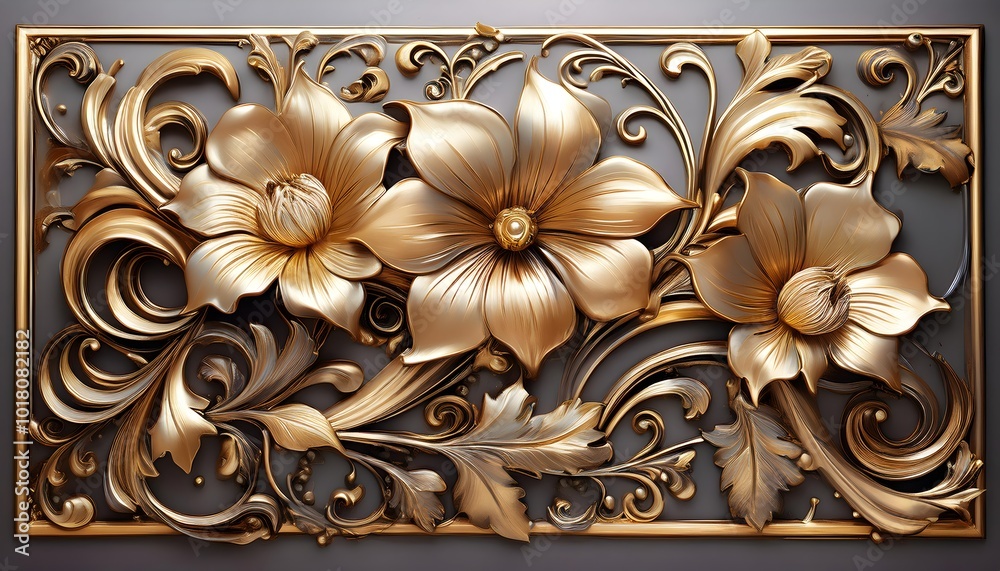 Luxurious White and Gold Floral Tapestry Luxurious White and Gold Floral Tapestry