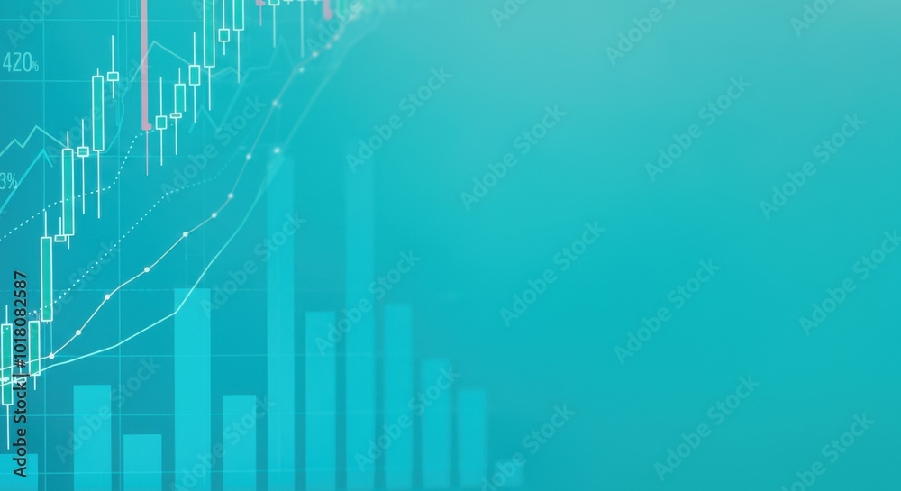 Abstract financial graph on teal background representing market trends and data analytics Abstract financial graph on teal background representing market trends and data analytics