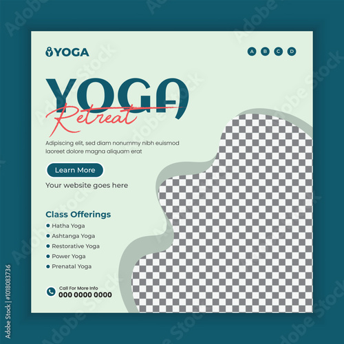 Yoga studio Social Media banner template. Meditation Social media post design