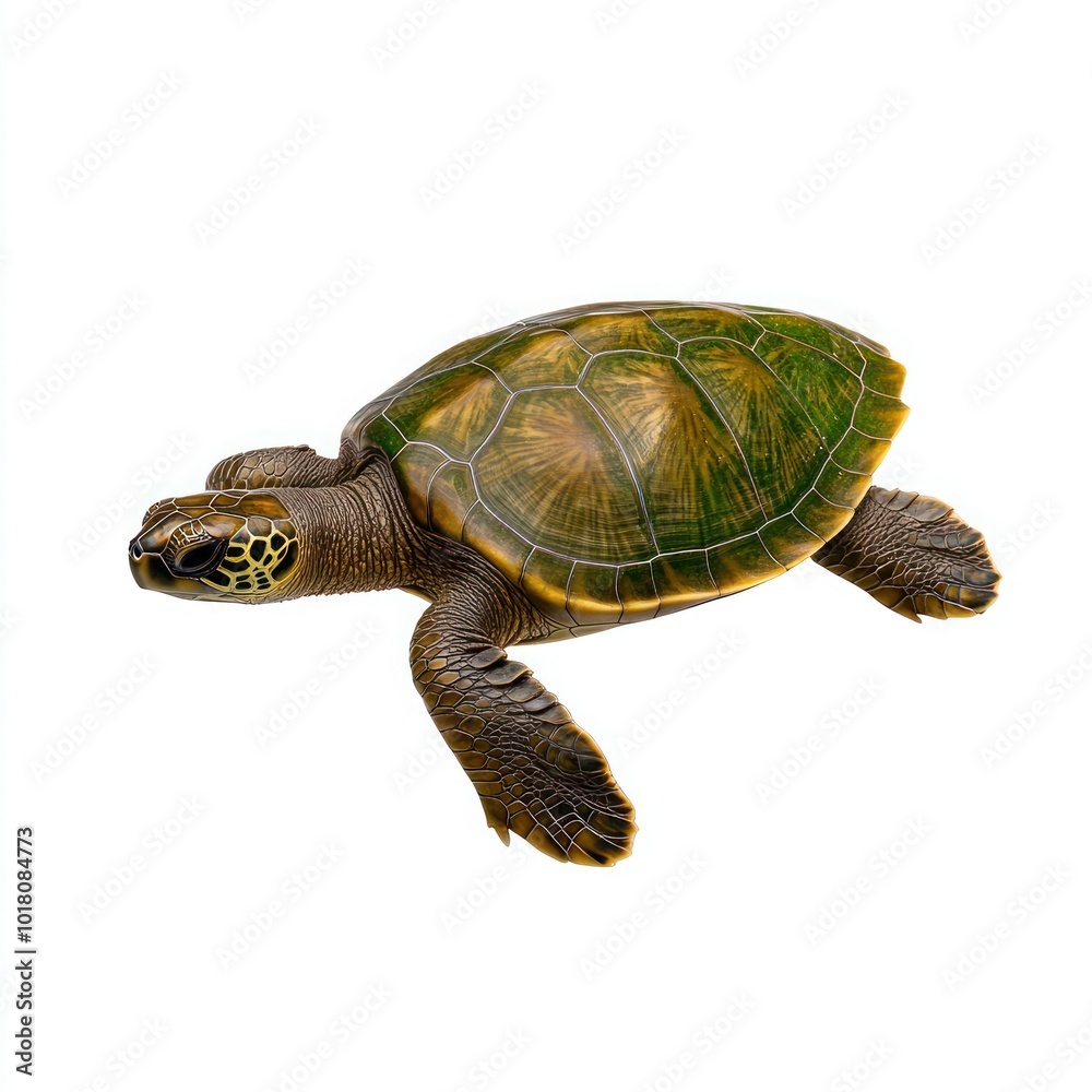 Fototapeta premium Isolated Green Sea Turtle on White Background