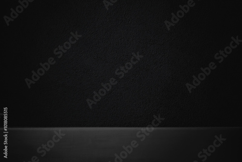 Dark gray interior cement wall. Rough texture surface. Empty room background.