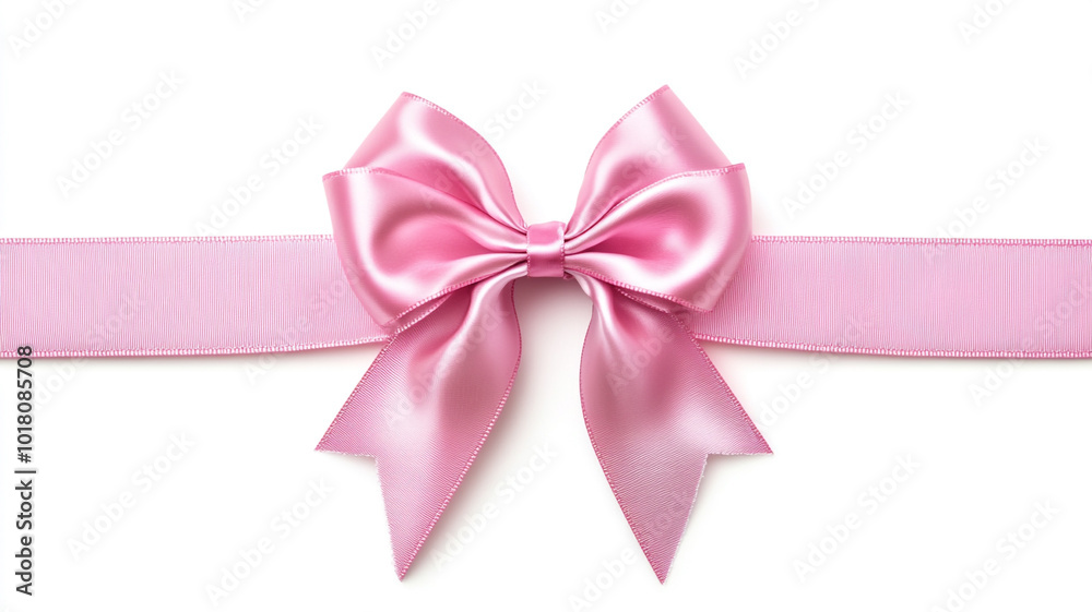 pink bow with ribbon on a white background. pink bow with ribbon on a white background.
