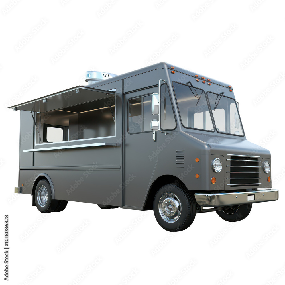 gray food truck on transparent background gray food truck on transparent background