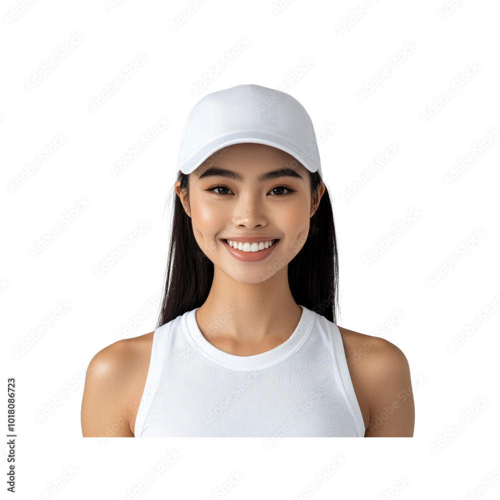 Portrait of a smiling woman wearing a white cap Portrait of a smiling woman wearing a white cap