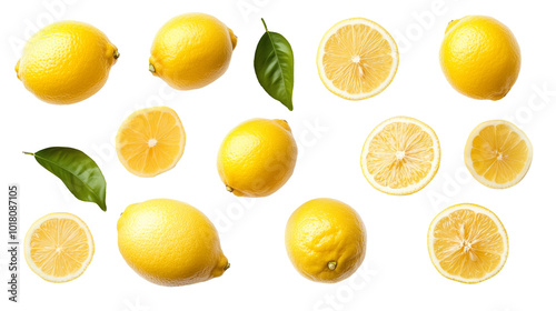Wallpaper Mural  fresh lemon isolated on transparent background in various angles and positions, cut and whole Torontodigital.ca