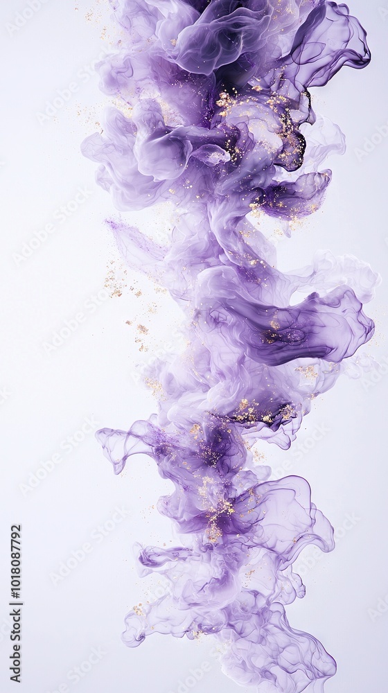   A cluster of violet haze drifting skyward with golden specks dusting the base