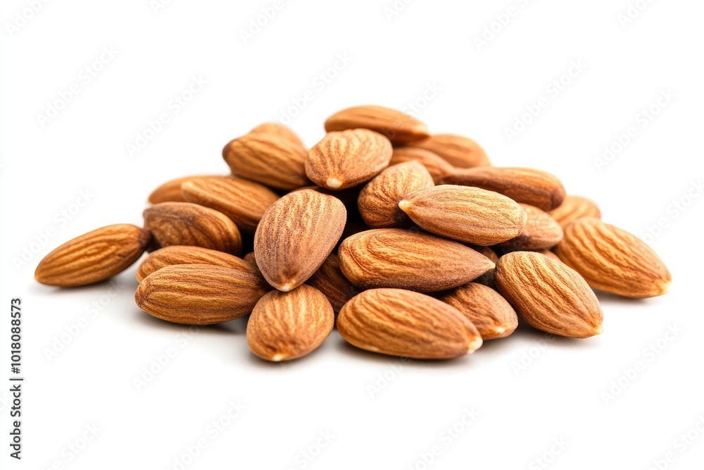 Almonds isolated on white backgorund - generative ai Almonds isolated on white backgorund - generative ai