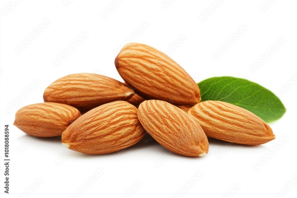 Almonds isolated on white backgorund - generative ai Almonds isolated on white backgorund - generative ai