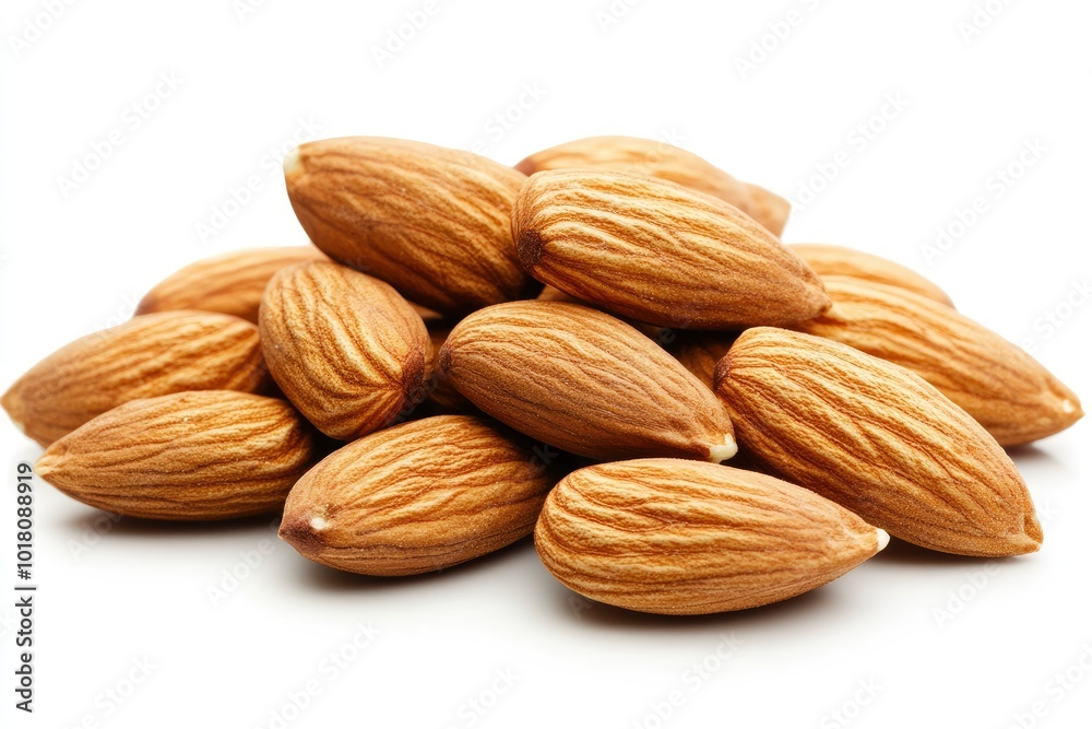 Almonds isolated on white backgorund - generative ai Almonds isolated on white backgorund - generative ai
