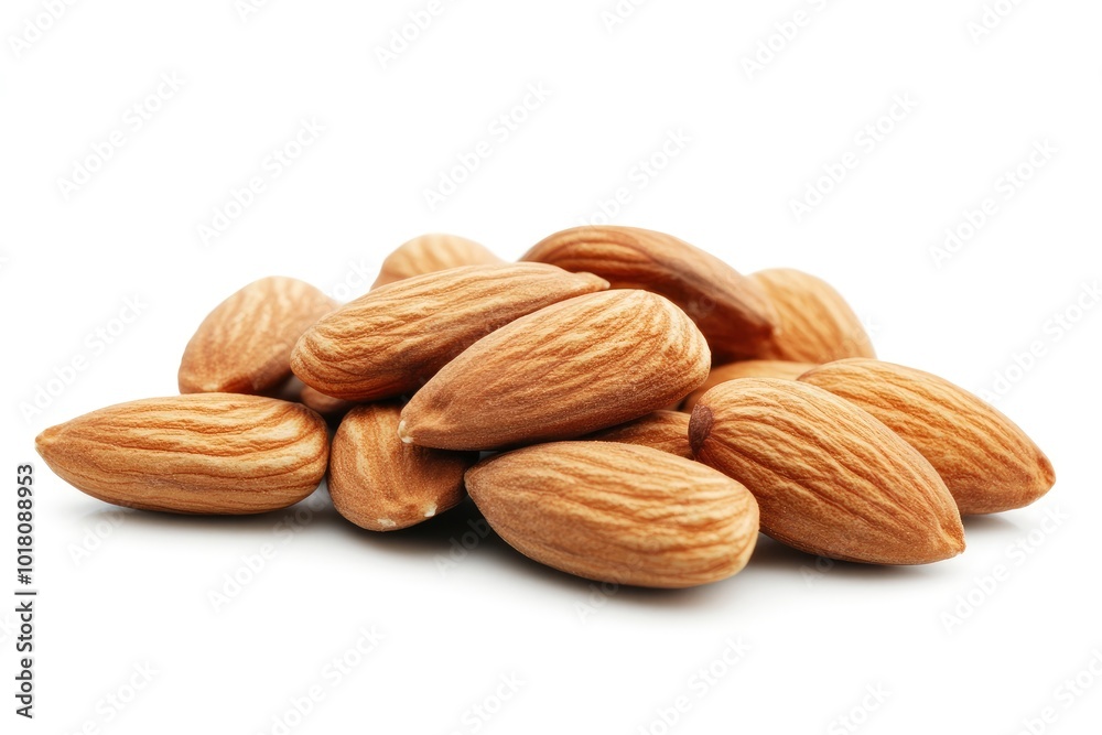 Almonds isolated on white backgorund - generative ai Almonds isolated on white backgorund - generative ai