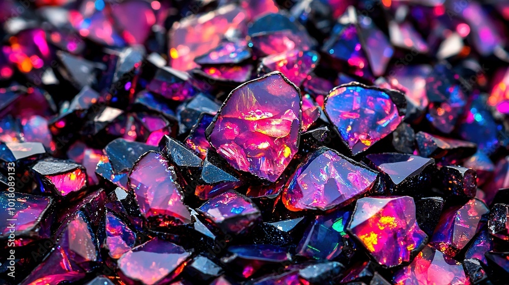 Pink and purple crystals on top of each other, stacked with a purple base Pink and purple crystals on top of each other, stacked with a purple base