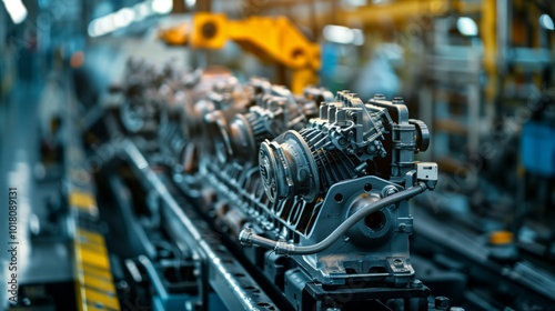 Automotive Engine Production Line in a Modern Factory – Industrial Engineering and Precision Manufacturing